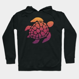 Dark Sunset Ombre Faux Glitter Turtle Hoodie